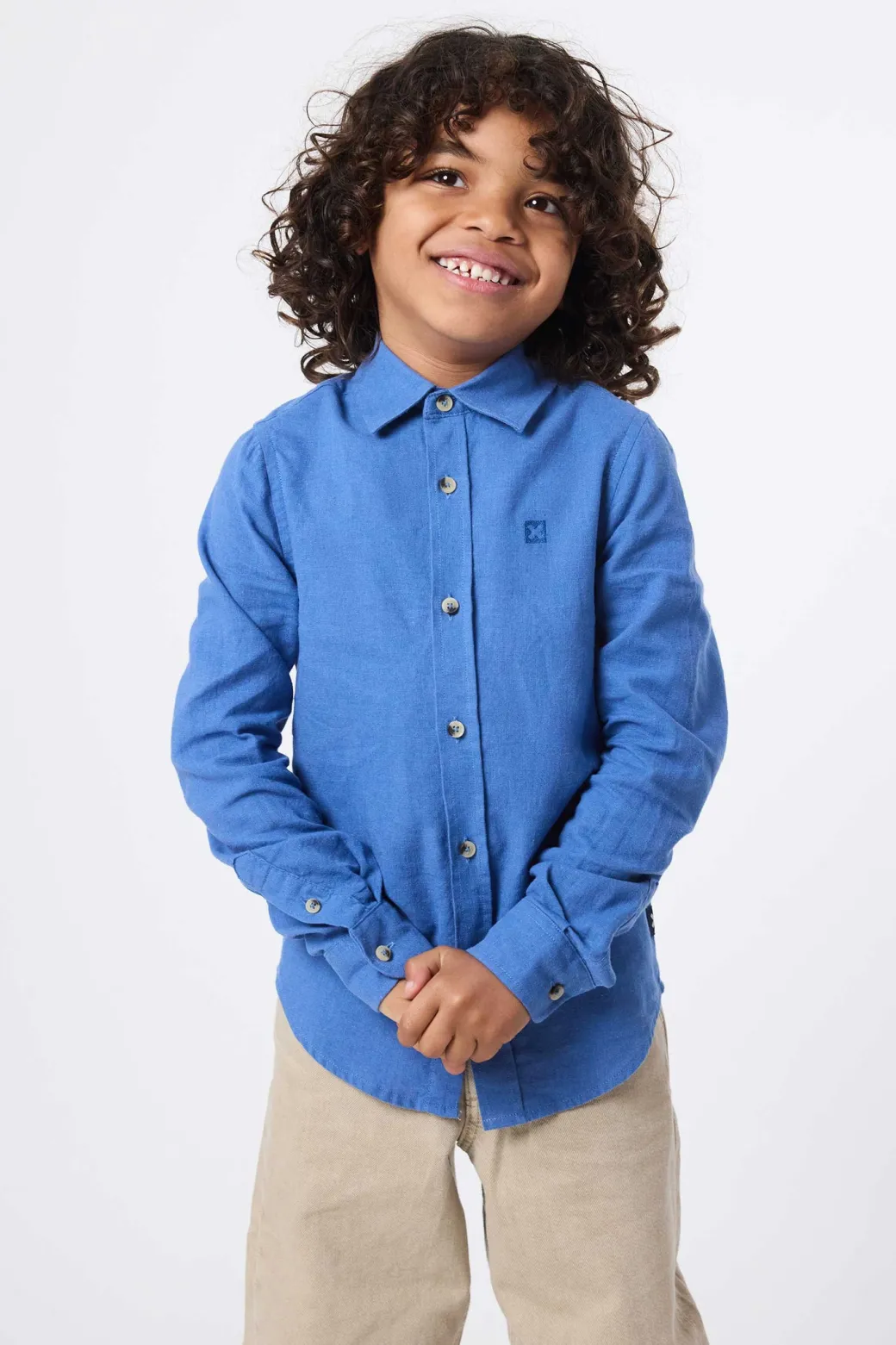 CAMISA KIDS DE LINO INDIGO BLUE