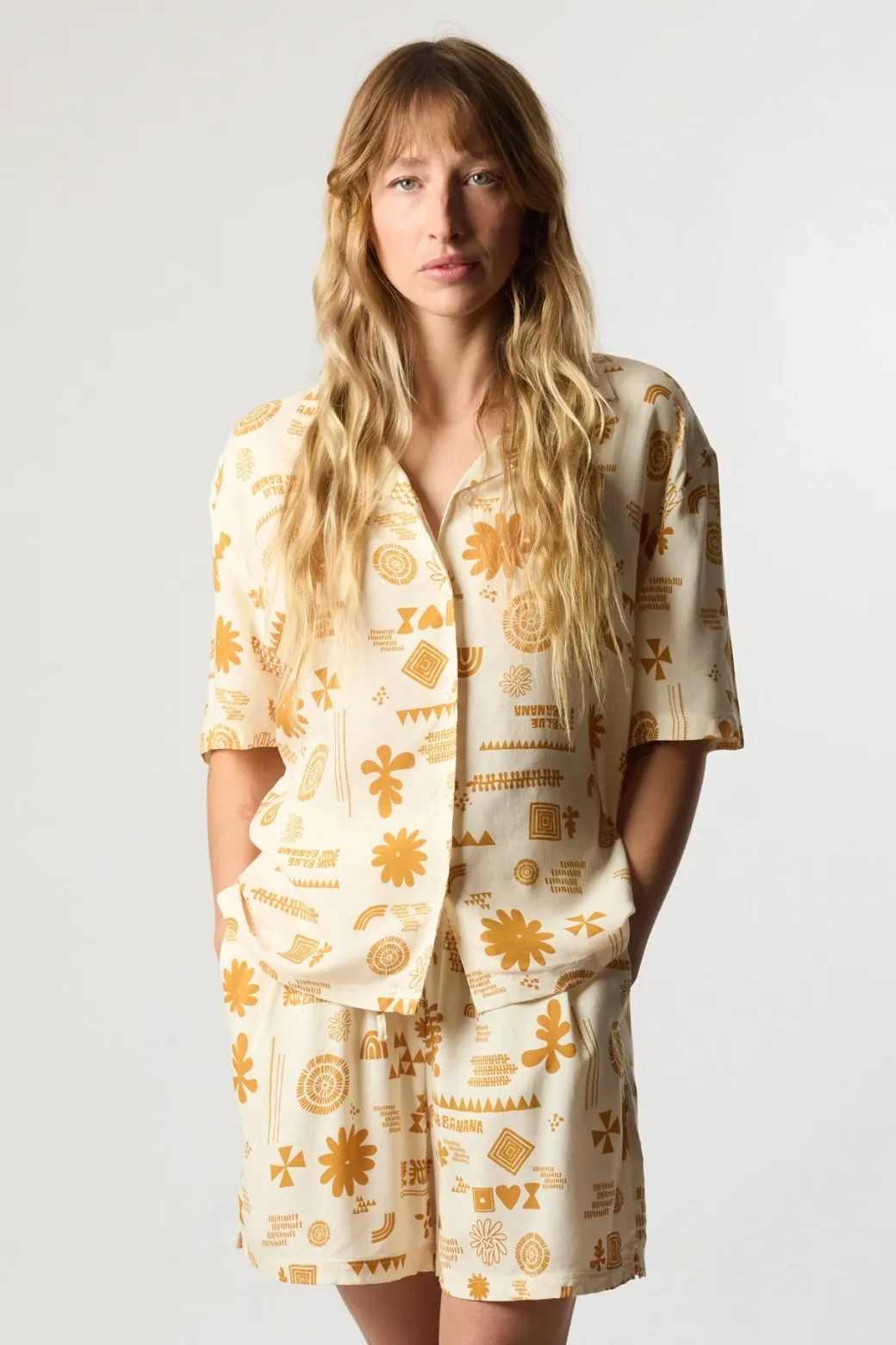 CAMISA MANGA CORTA MUJER TILE ECRU
