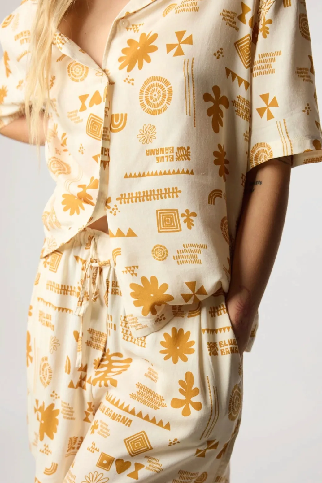 CAMISA MANGA CORTA MUJER TILE ECRU
