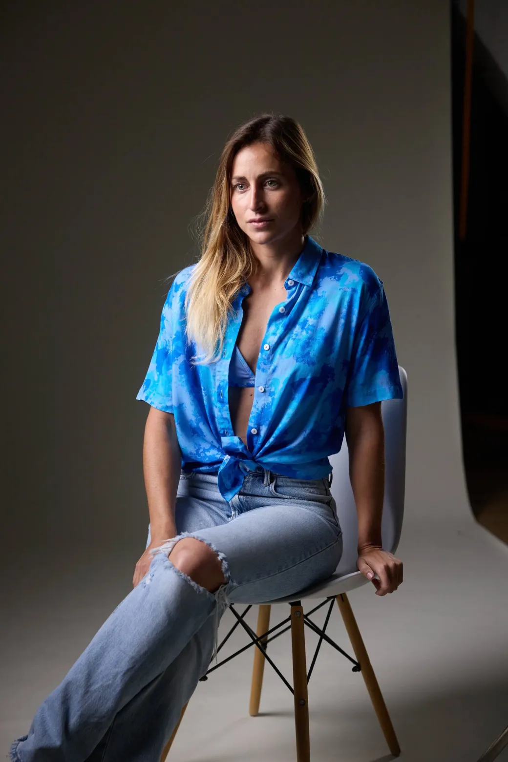 CAMISA MANGA CORTA MUJER LUCÍA AZUL