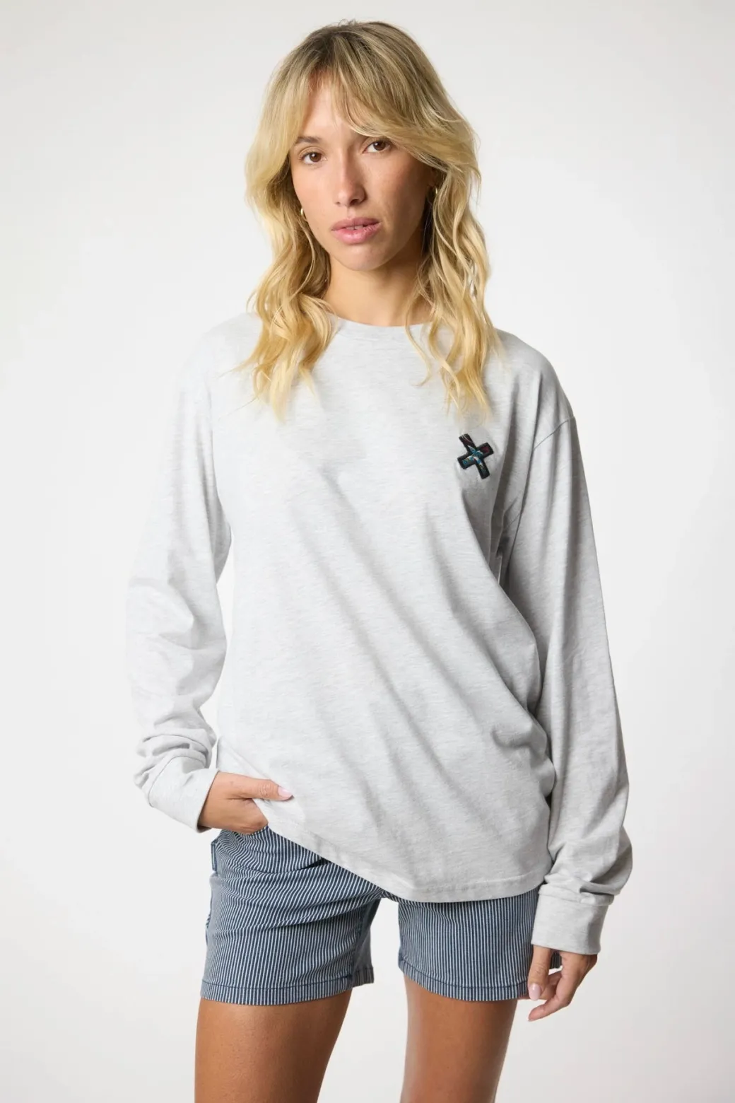 CAMISETA MANGA LARGA KARMA LIGHT GREY MELANGE