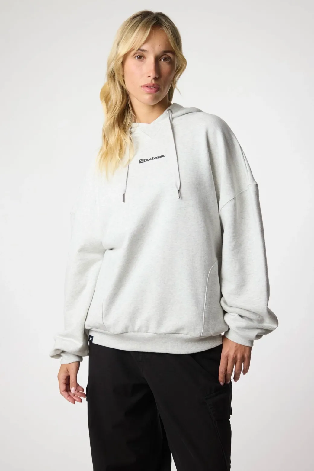 SUDADERA CON CAPUCHA CLEAN LIGHT GREY MELANGE