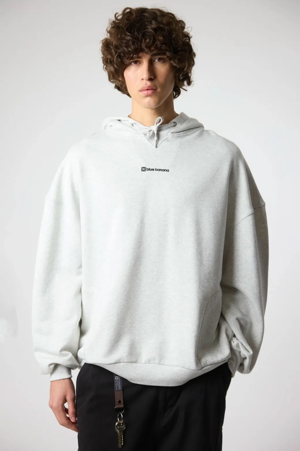 SUDADERA CON CAPUCHA CLEAN LIGHT GREY MELANGE