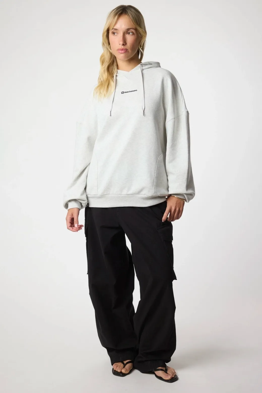 SUDADERA CON CAPUCHA CLEAN LIGHT GREY MELANGE