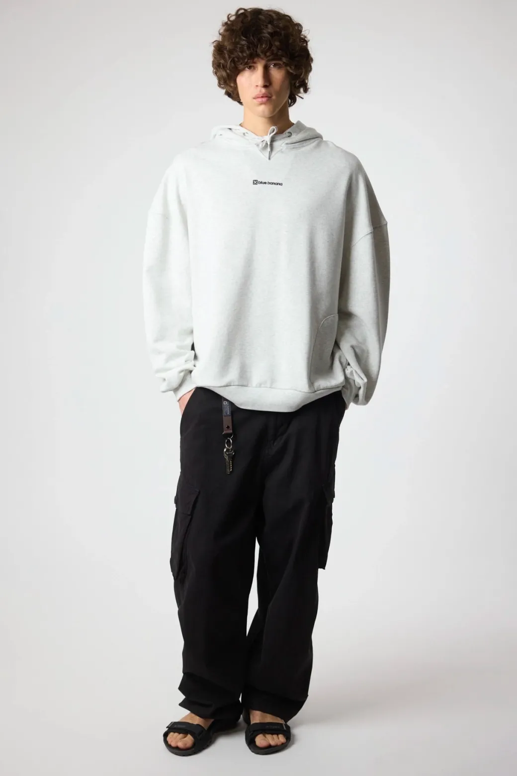 SUDADERA CON CAPUCHA CLEAN LIGHT GREY MELANGE