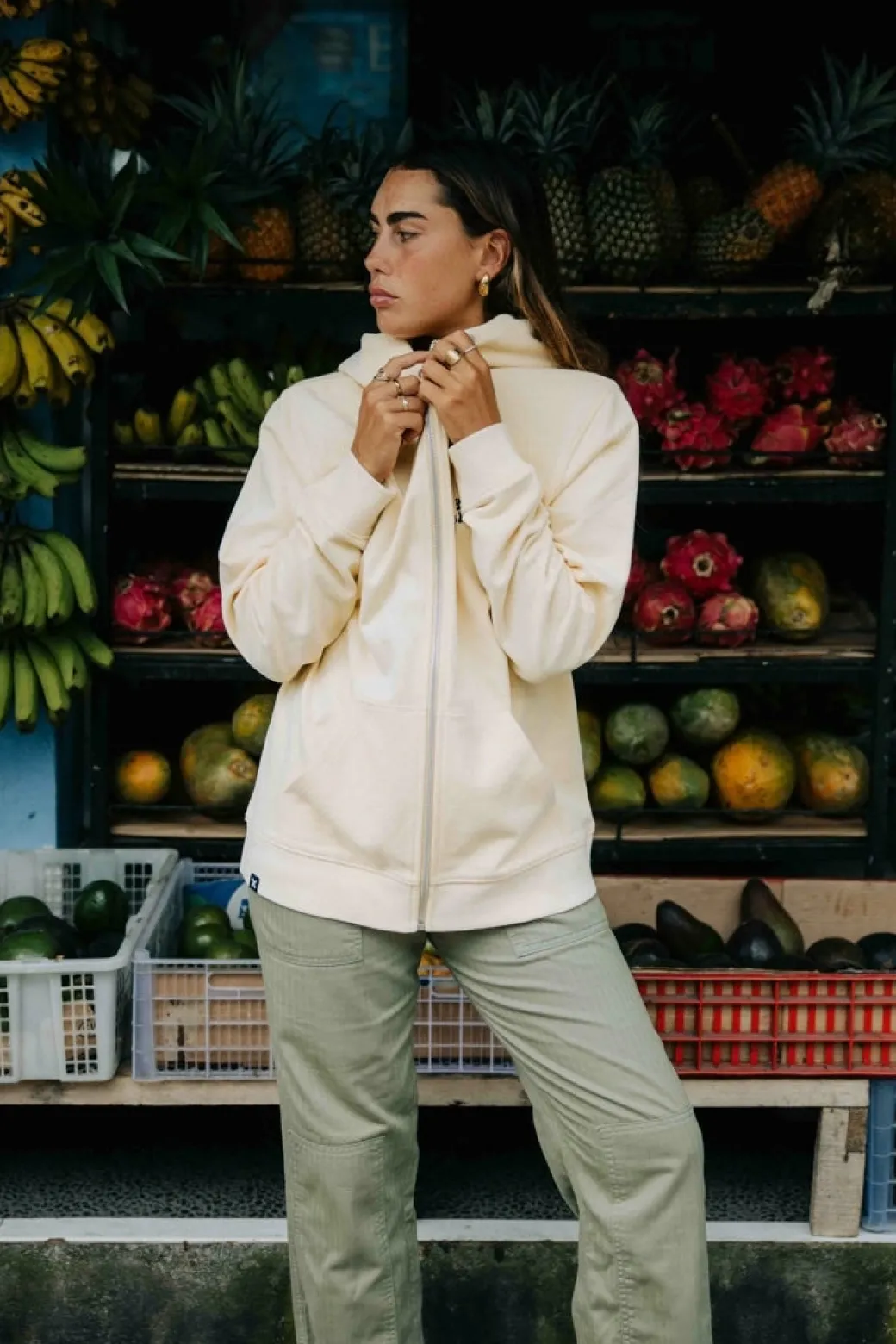 SUDADERA CON CAPUCHA FULL ZIP HARDY LIGHT YELLOW