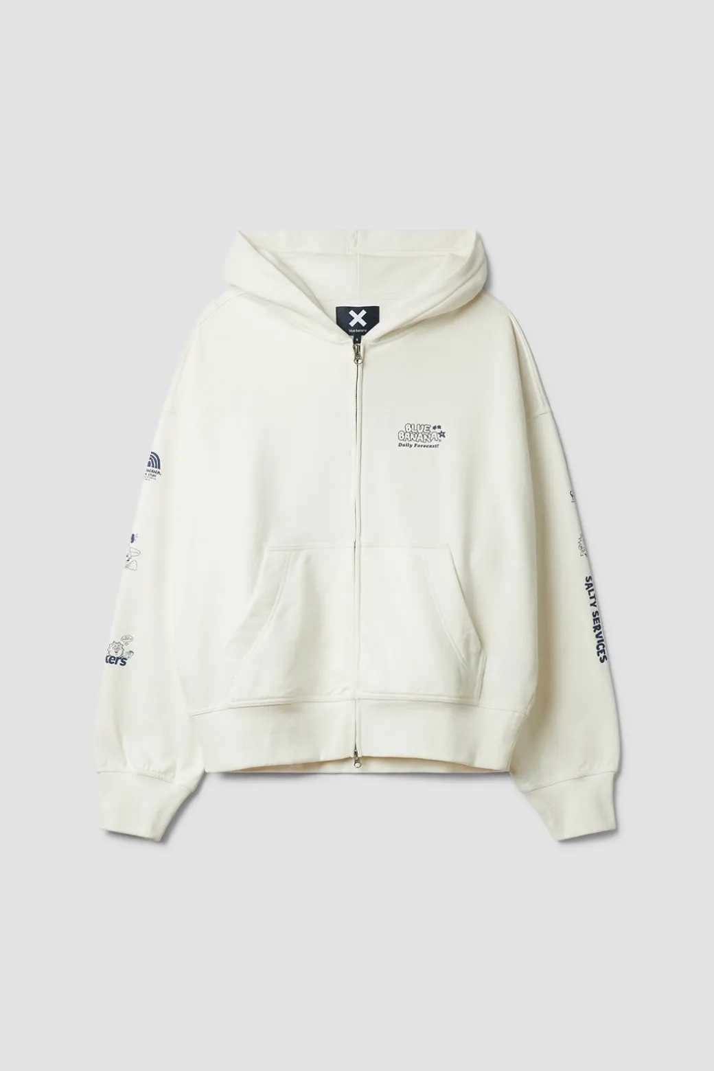 SUDADERA CON CAPUCHA FULL ZIP RANDOM BLANCO ROTO