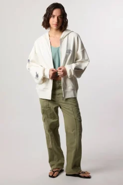 SUDADERA CON CAPUCHA FULL ZIP RANDOM BLANCO ROTO