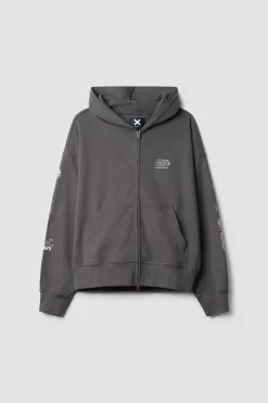 SUDADERA CON CAPUCHA FULL ZIP RANDOM ASH