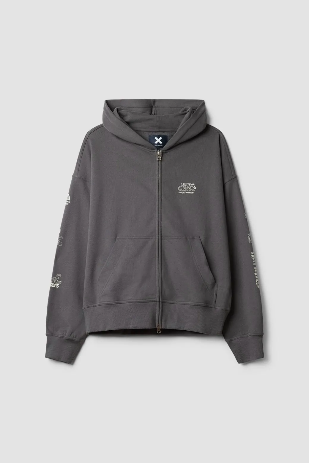 SUDADERA CON CAPUCHA FULL ZIP RANDOM ASH