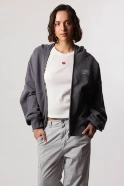SUDADERA CON CAPUCHA FULL ZIP RANDOM ASH