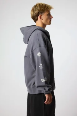 SUDADERA CON CAPUCHA FULL ZIP RANDOM ASH
