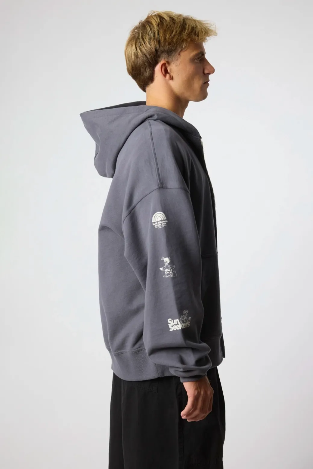 SUDADERA CON CAPUCHA FULL ZIP RANDOM ASH