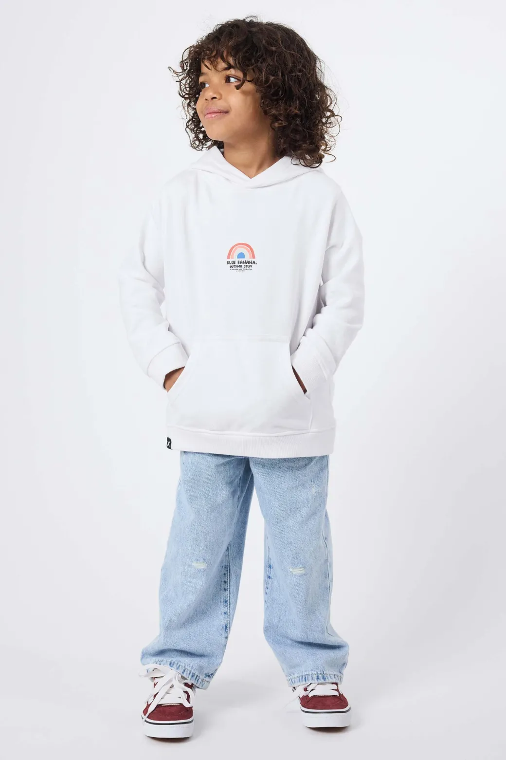 SUDADERA CON CAPUCHA KIDS RAINBOW BLANCA