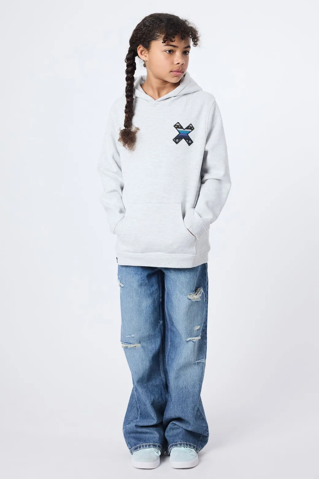 SUDADERA CON CAPUCHA KIDS CLASSIC LIGHT GREY MELANGE