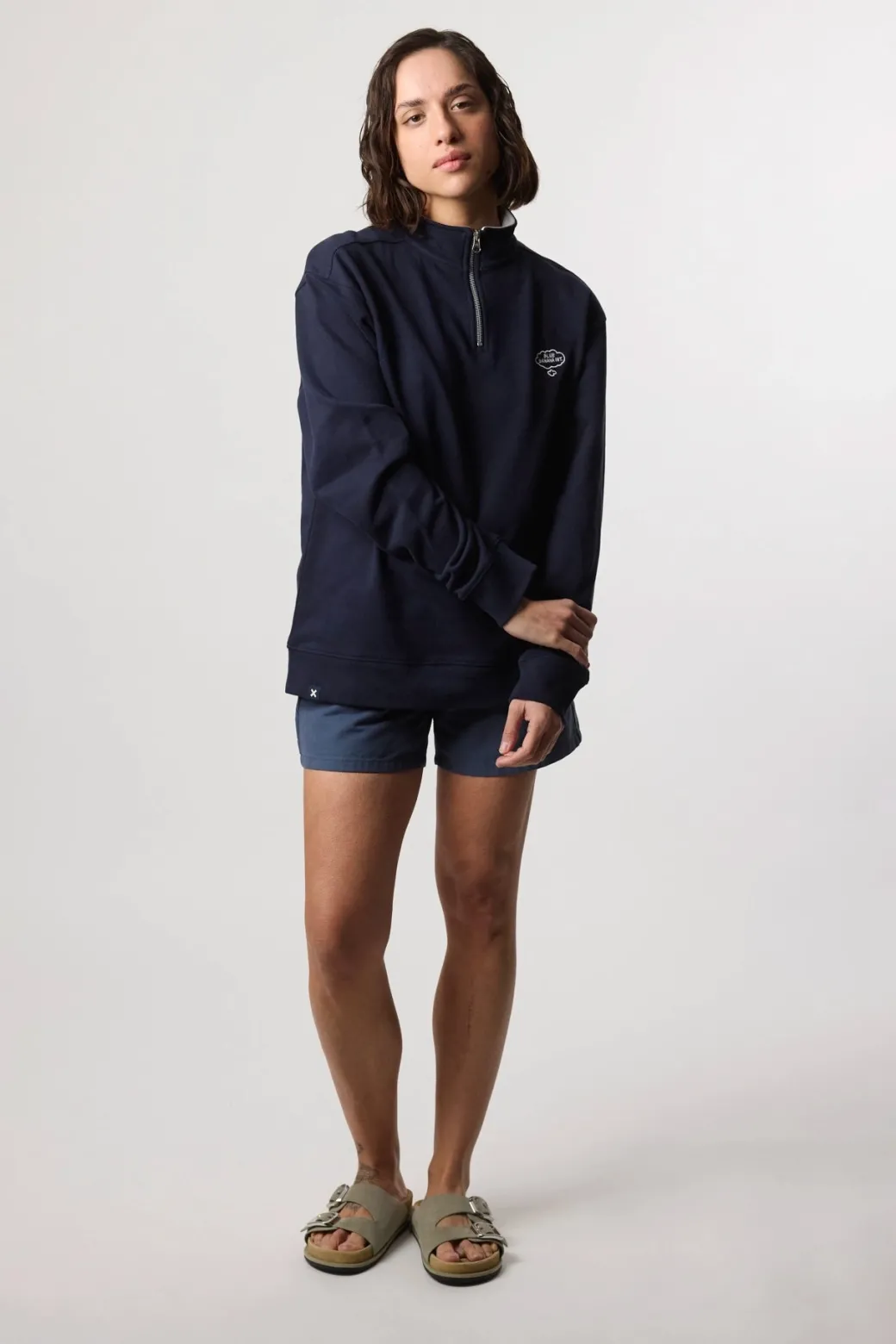 SUDADERA HALF ZIP BANK AZUL MARINO